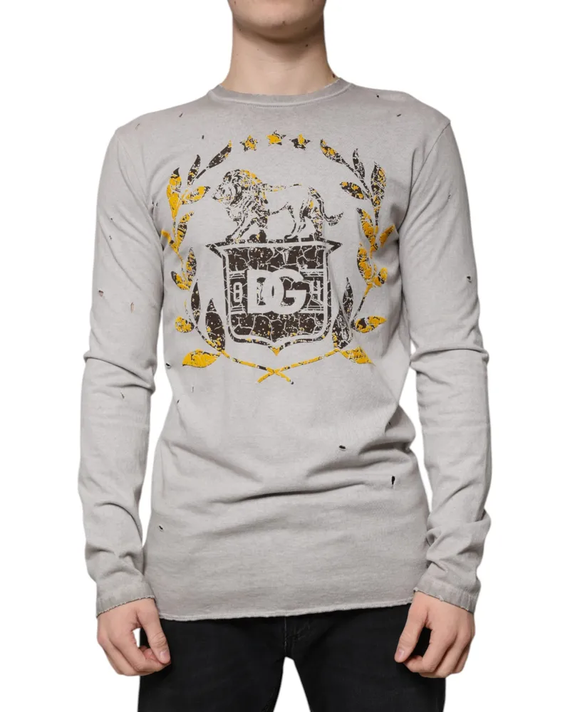Dolce & Gabbana Men's Logo-Print Cotton Sweatshirt Gray Sweatshirts Gray