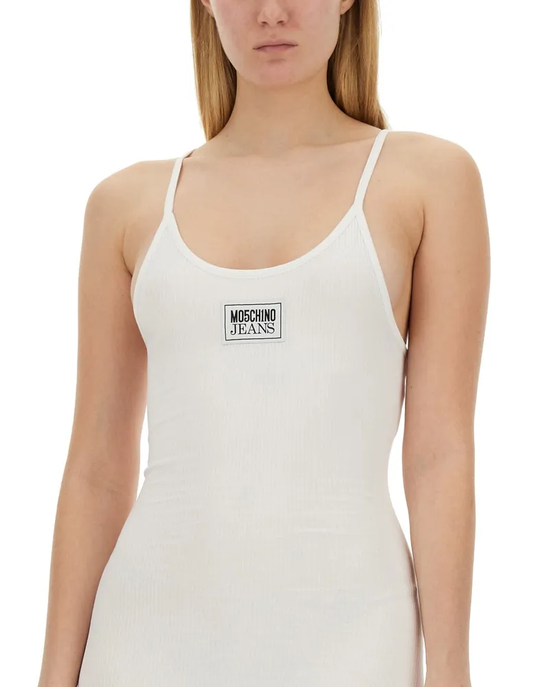 Moschino Ribbed Viscose Dress — White White