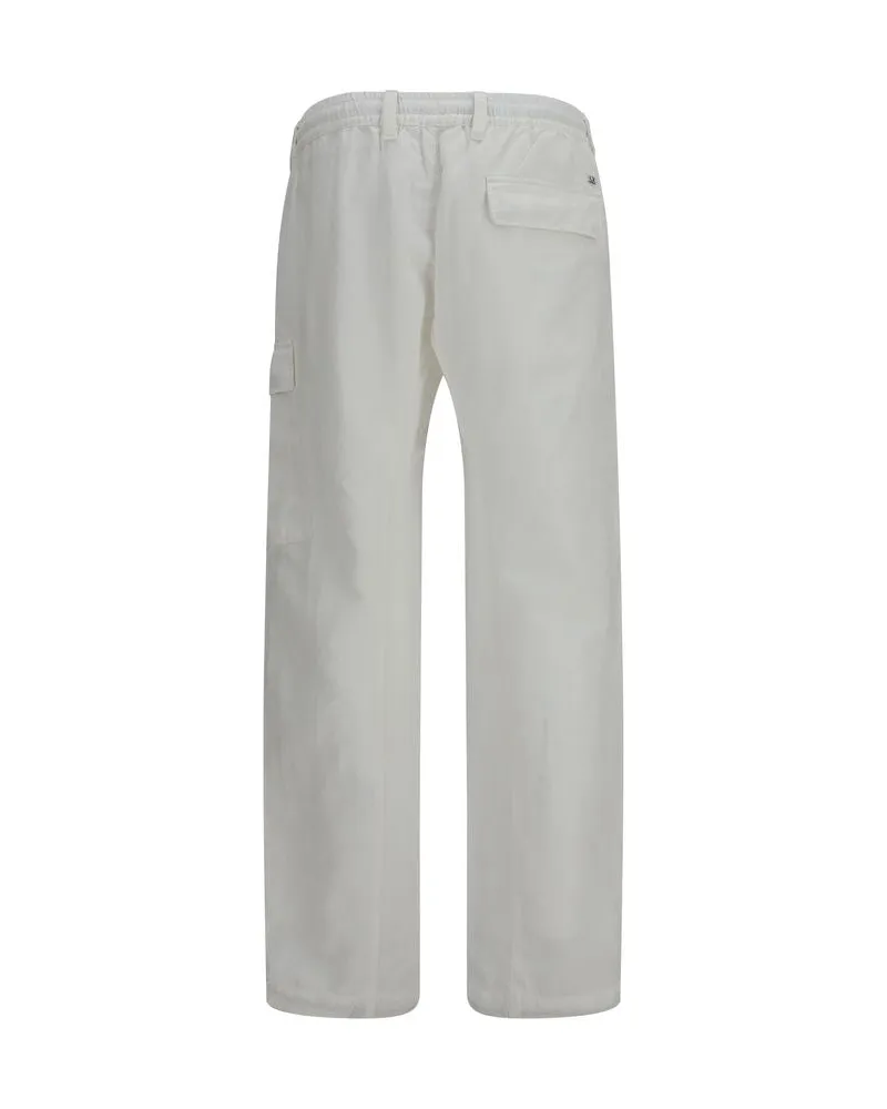 C.P. Company Men's White Cotton Cargo Pants White