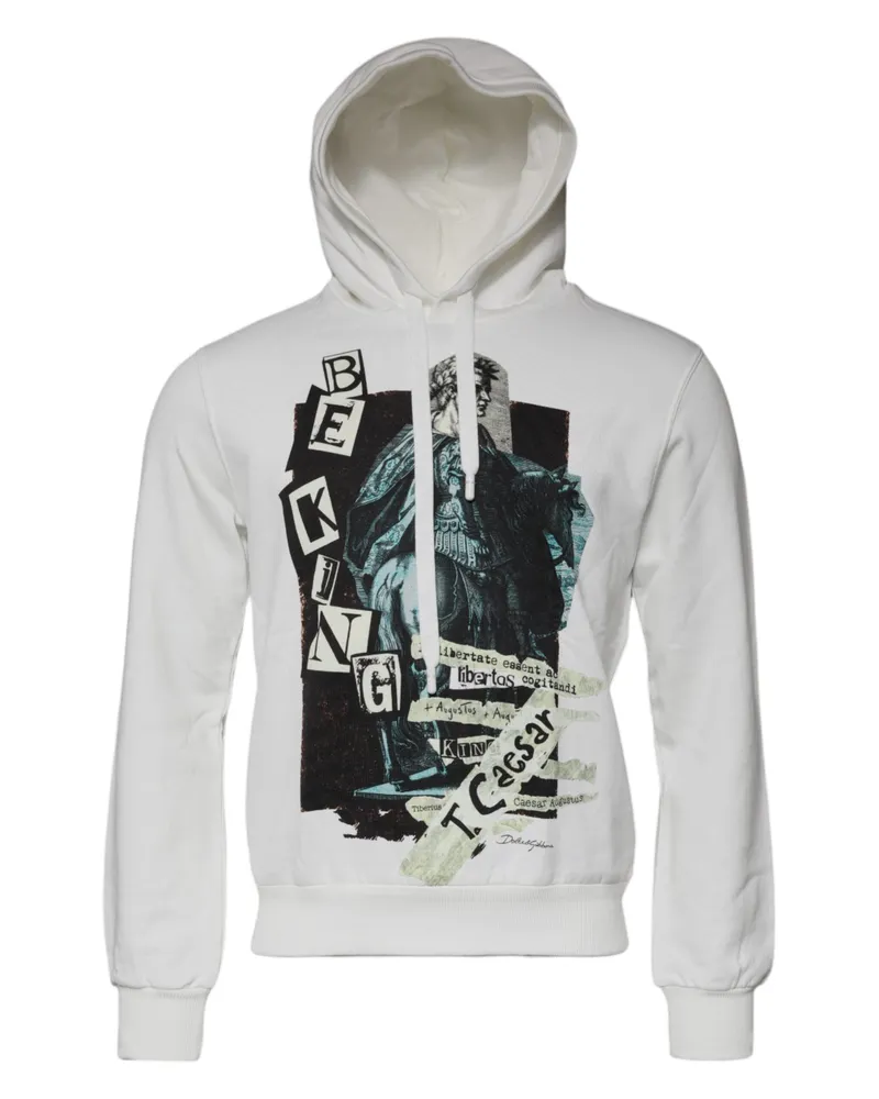 Dolce & Gabbana Men's White Caesar Cotton Hooded Pullover Sweater Clothing White