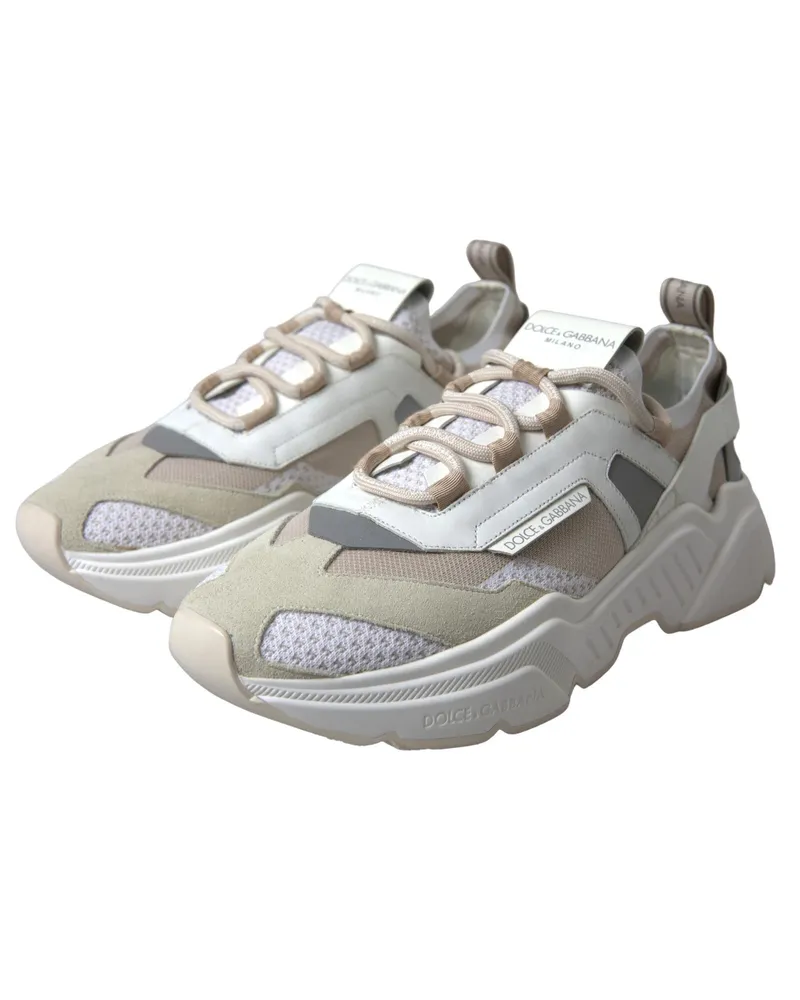 Dolce & Gabbana Women's Sneakers White Beige Leather Sport Daymaster Shoes White