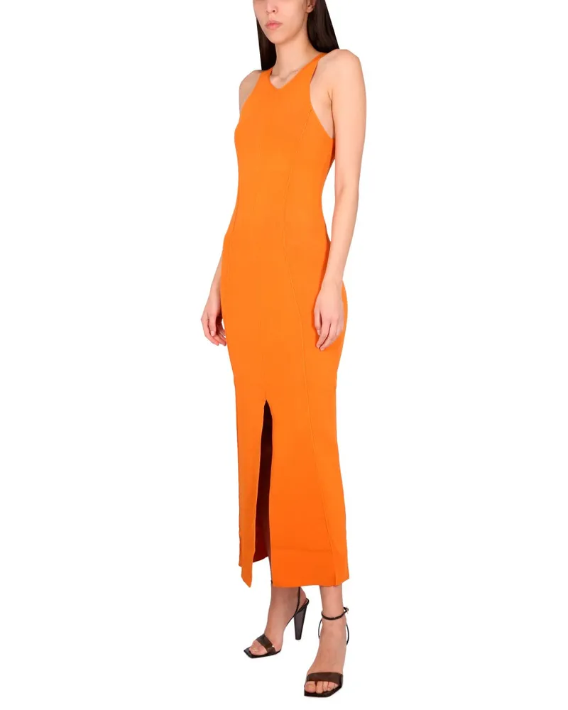 Nanushka Viscose with Front Slit Dress — Orange Orange