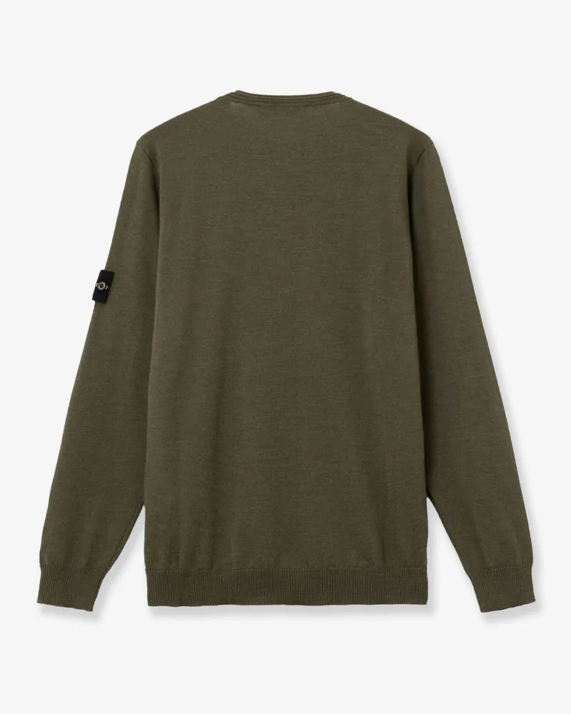 Stone Island Men's Crewneck Wool Sweater Green Virgin Green