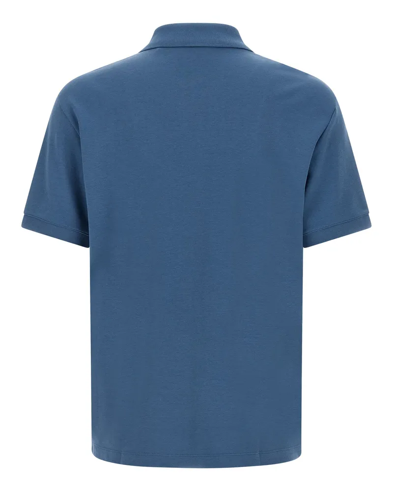 HUGO BOSS Logo-Embroidered Stretch Cotton Jersey Polo Shirt — Blue Blue