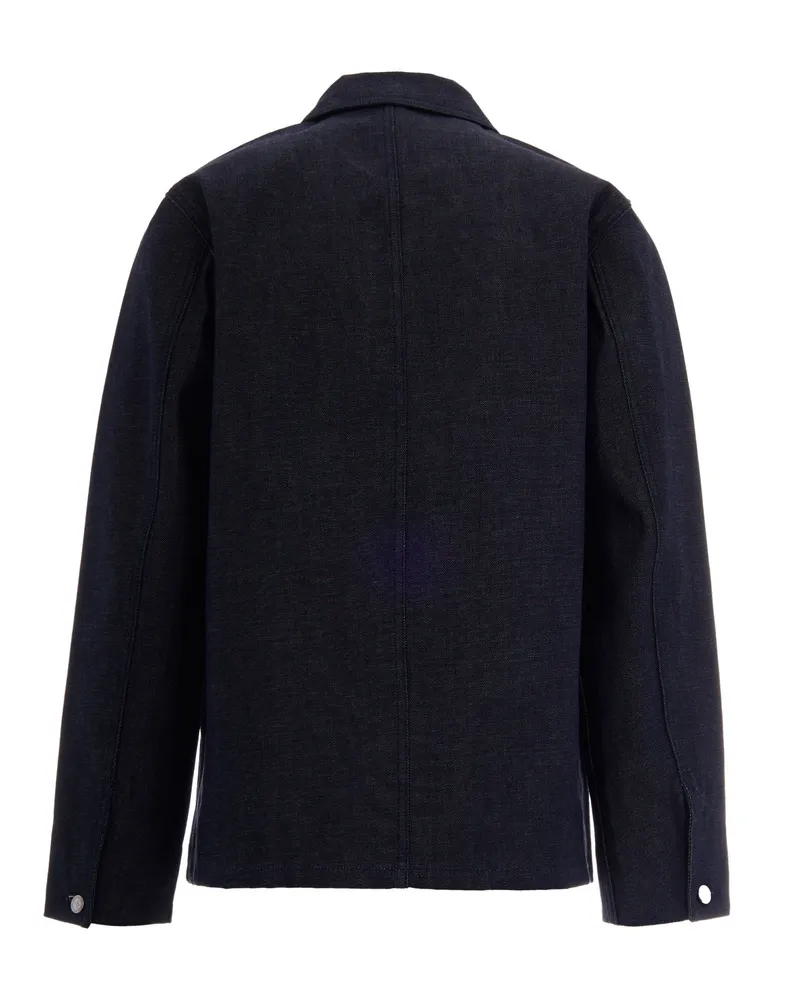 A.P.C. Men's Jacket Grand Jack Frgmt Indigo Cotton Shirt Navy