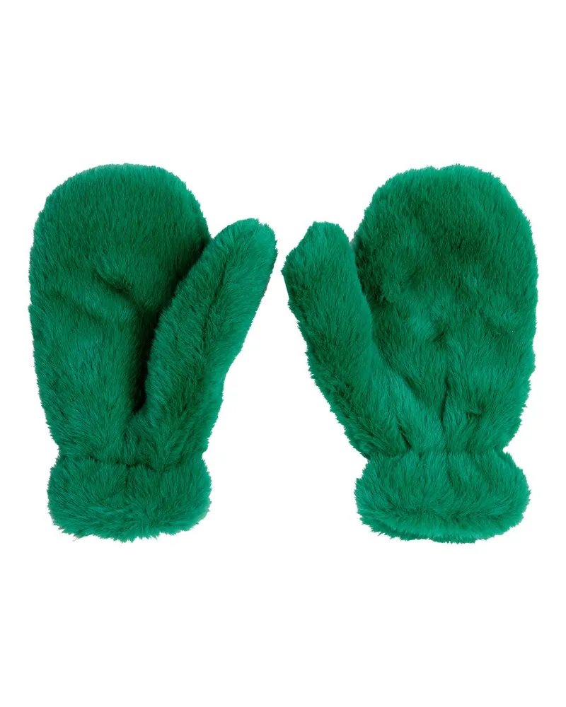 BOBO CHOSES Faux Fur Mittens — Green Green