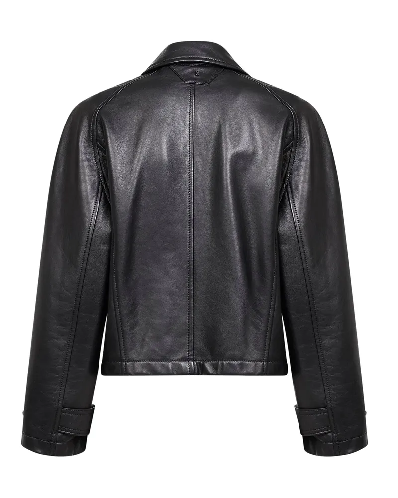 Salvatore Santoro Women's Black Plongè Nappa Leather Jacket Ovine Bomber Black