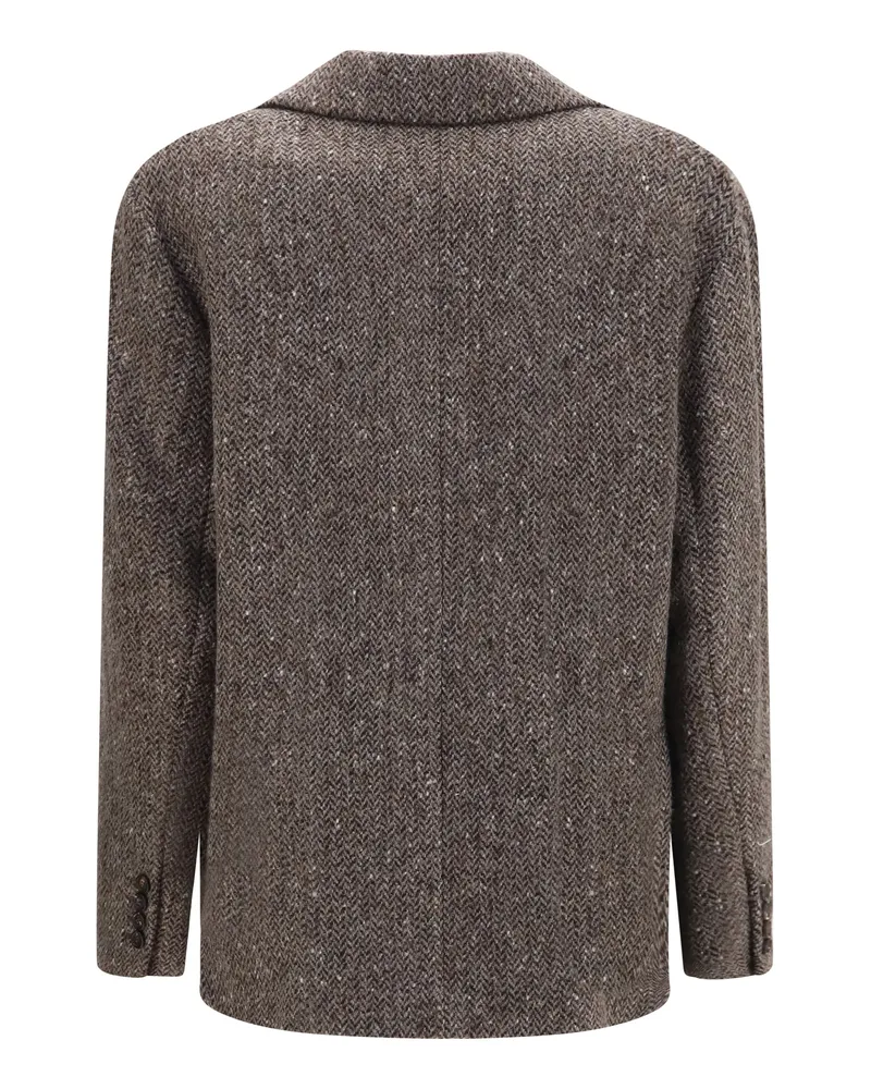 Brunello Cucinelli Women's Single-Breasted Virgin Wool Blend Jacket Marrone-Nero Marrone/nero Brown