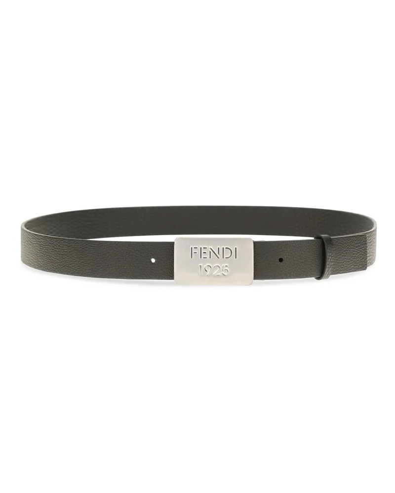 Fendi Men's 1925 Cuoio Romano Leather Belt Nero Calf Bos Taurus E Braces Black