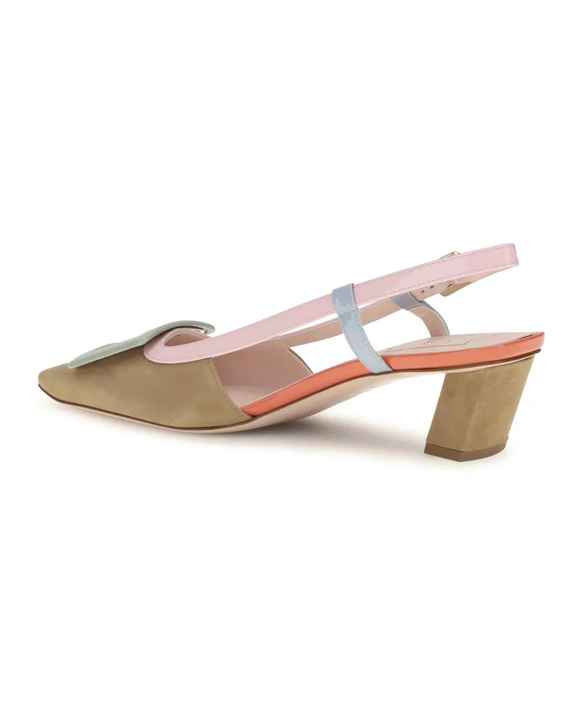 Roger Vivier Women's Pumps Belle Vivier Suede Multicolour Calf Leather High Heel Shoes Multicolor
