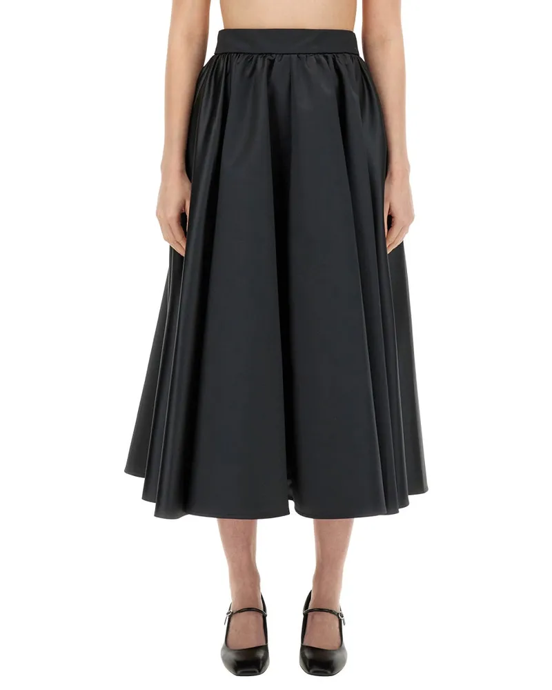Patou Flared Polyester Maxi Skirt — Black Black
