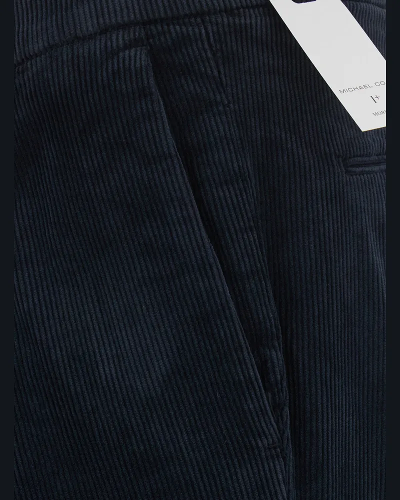 MICHAEL COAL Pleated Cotton Trousers — Blue Blue