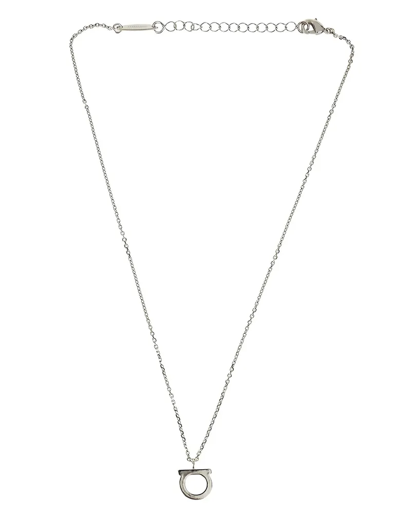 Ferragamo Gancini Strass Necklace — Silver Silver