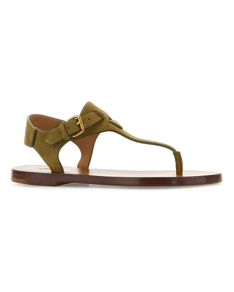 Isabel Marant Women's Army Green Suede Thong Sandals Taupe Sandali Green