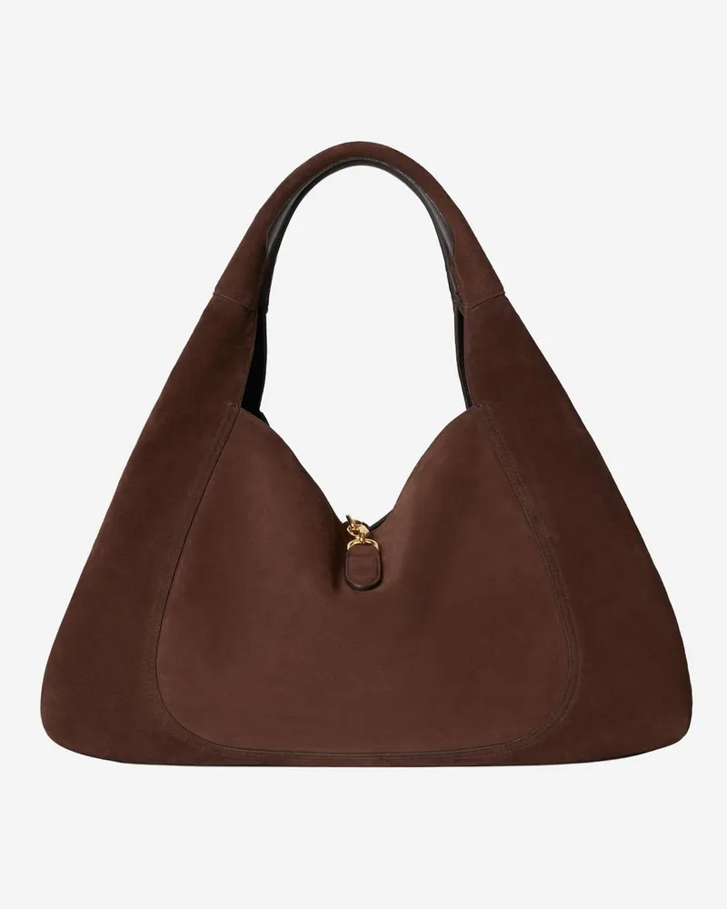 Gucci Women's Softbit Maxi Shoulder Bag Dark Brown Leather Brown
