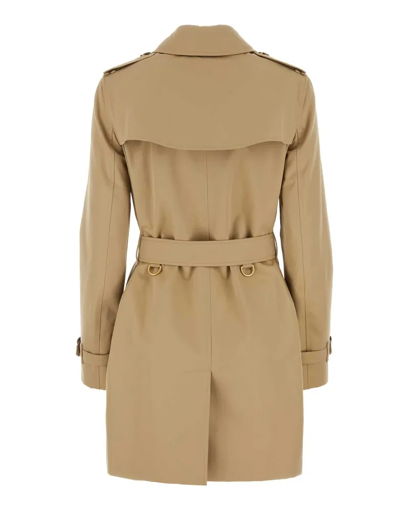 Burberry Women's Beige Gabardine Trench Coat Honey Cotton Beige