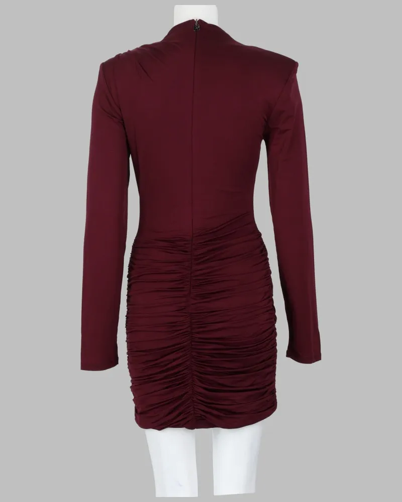 ROTATE Birger Christensen Draped Viscose Dress — Red Red