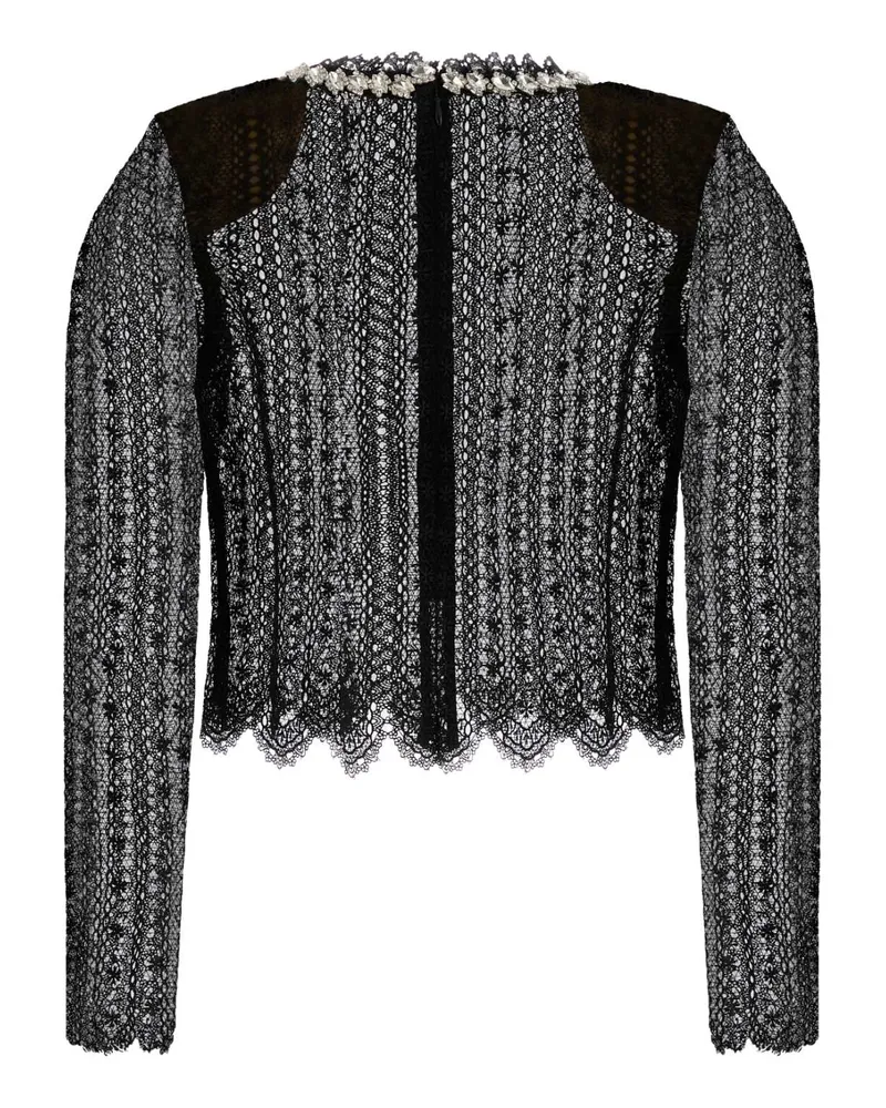 Self-Portrait Women's Black Lace Top Nero Exterior: Polyester Maglie Sweater Black