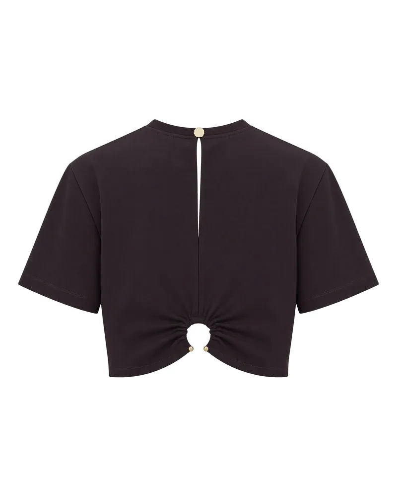 Sessùn Recycled Polyester Cropped Crop Top — Black Black