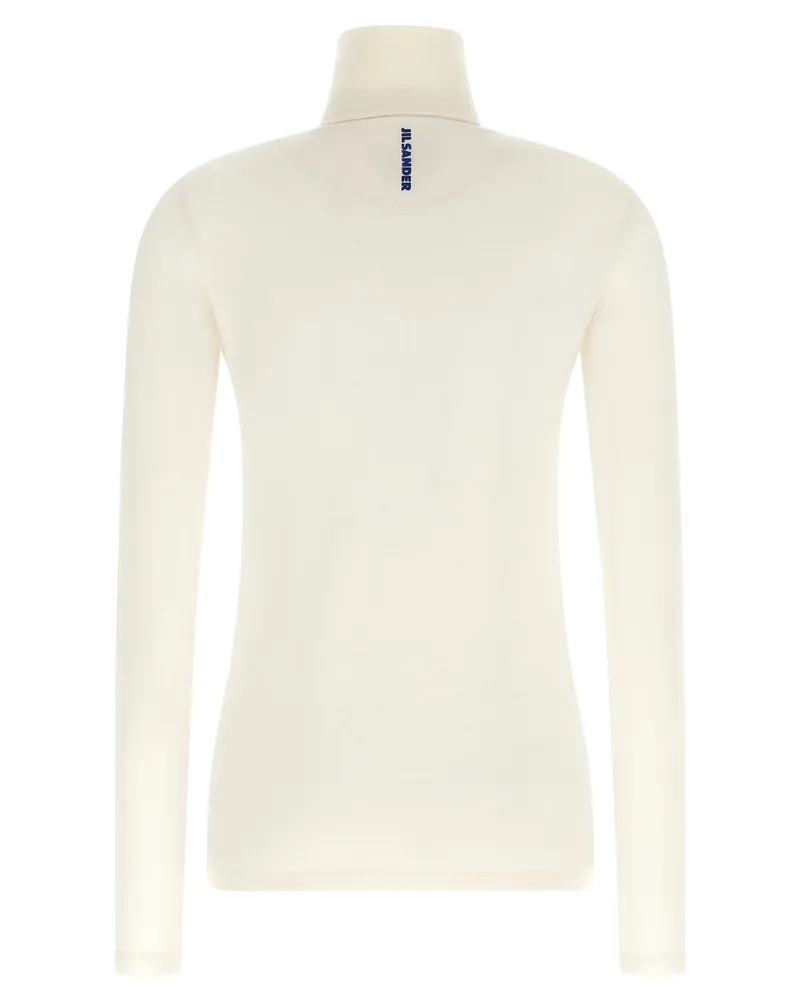 Jil Sander Virgin Wool Half-Zip Turtleneck Sweater — Ivory Ivory