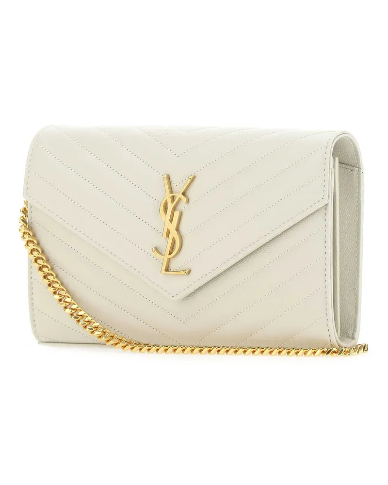 Saint Laurent Women's Ivory Leather Clutch 9207 Portafogli Wallet Beige