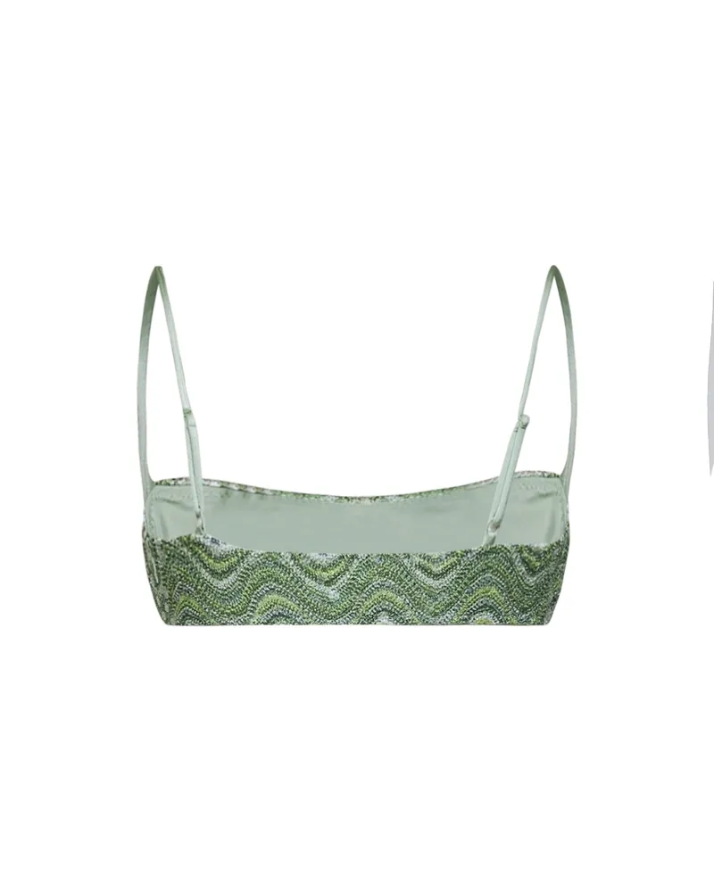 MC2 Saint Barth Women's Bralette Bikini Top Sadie Green Sequin Viscose Swimwear Sea Clothing Green