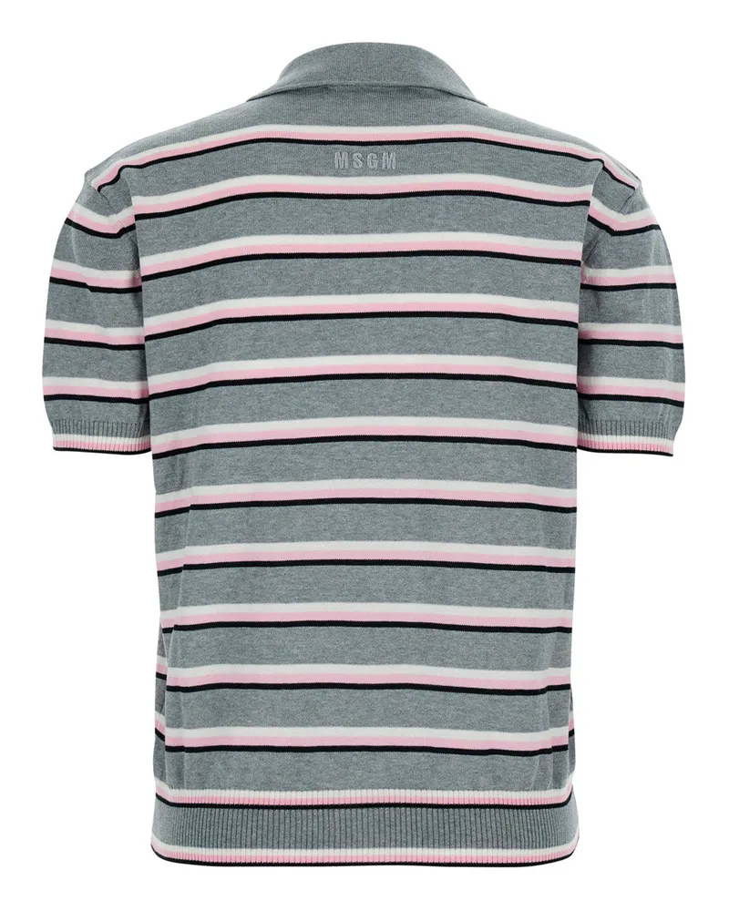 MSGM Women Polo Shirt Grey Cotton T-Shirts & Jerseys Gray