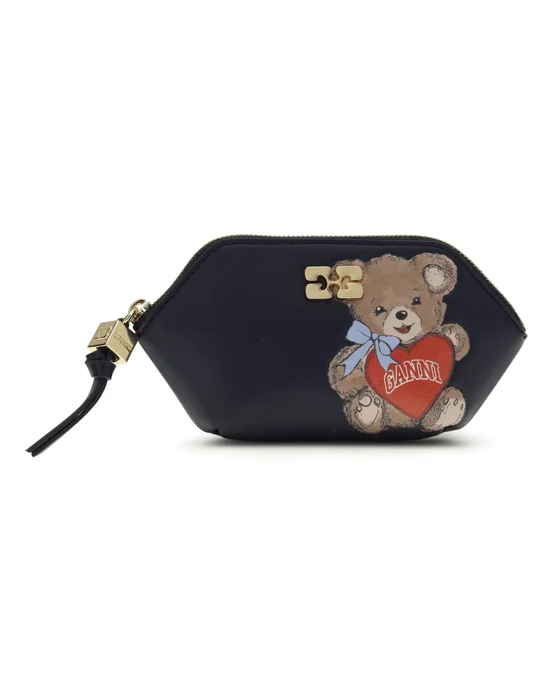 Ganni Women's Coin Purse Bou Black-Iris Recycled Leather Wallets & Purses Black/iris Black