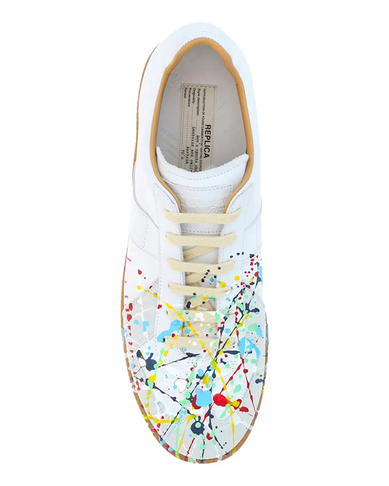 Maison Margiela Men's Leather Sneakers Off-White Painted Toe Off-White-Paint Trainers Off-white/paint White