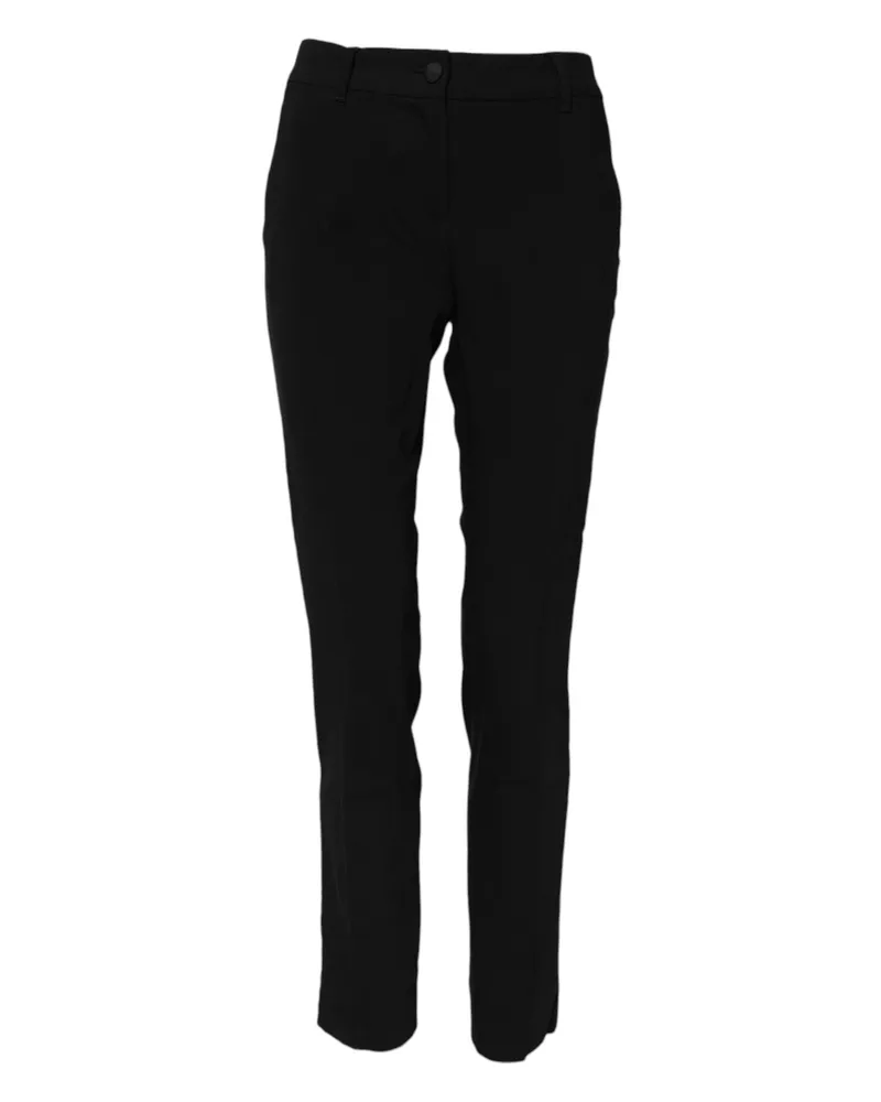 Dolce & Gabbana Women's Black Wool Mid Waisted Tapered Dress Pants Silk Elastane Black