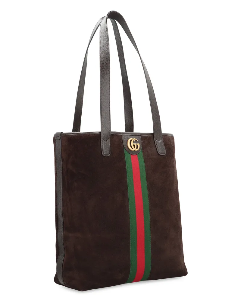 Gucci Men's Shopping Bag Ophidia Brown Calf Leather Tote Brown