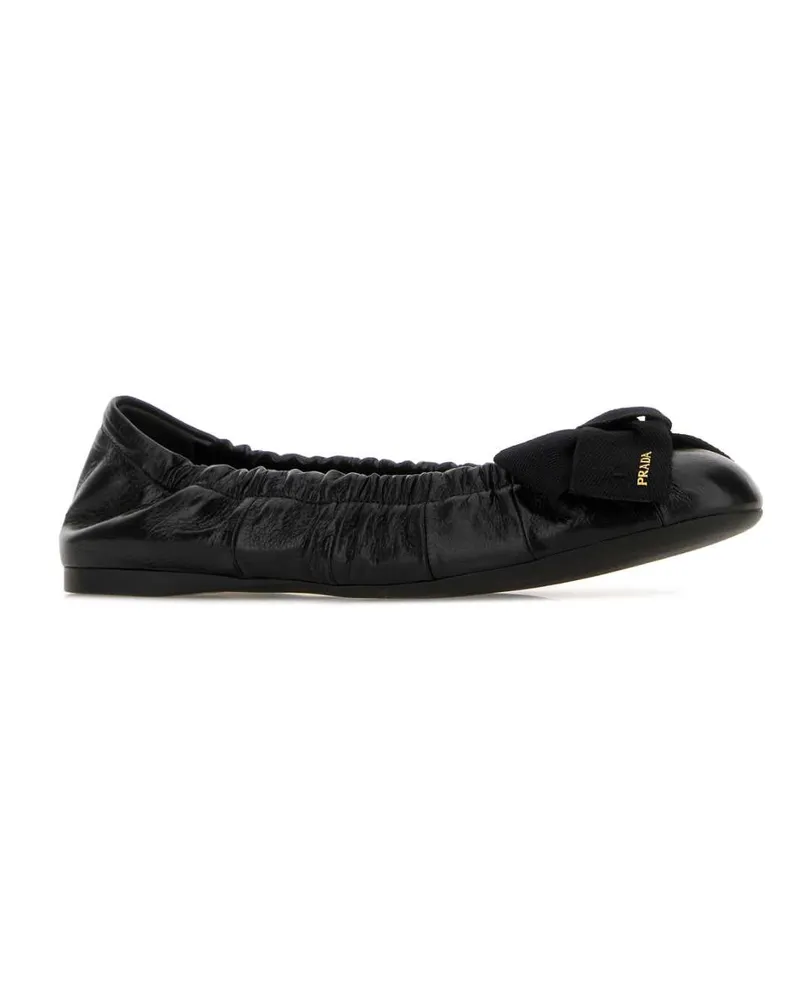 Prada Women's Black Leather Ballerinas Nero Ballerine Flat Shoes Black