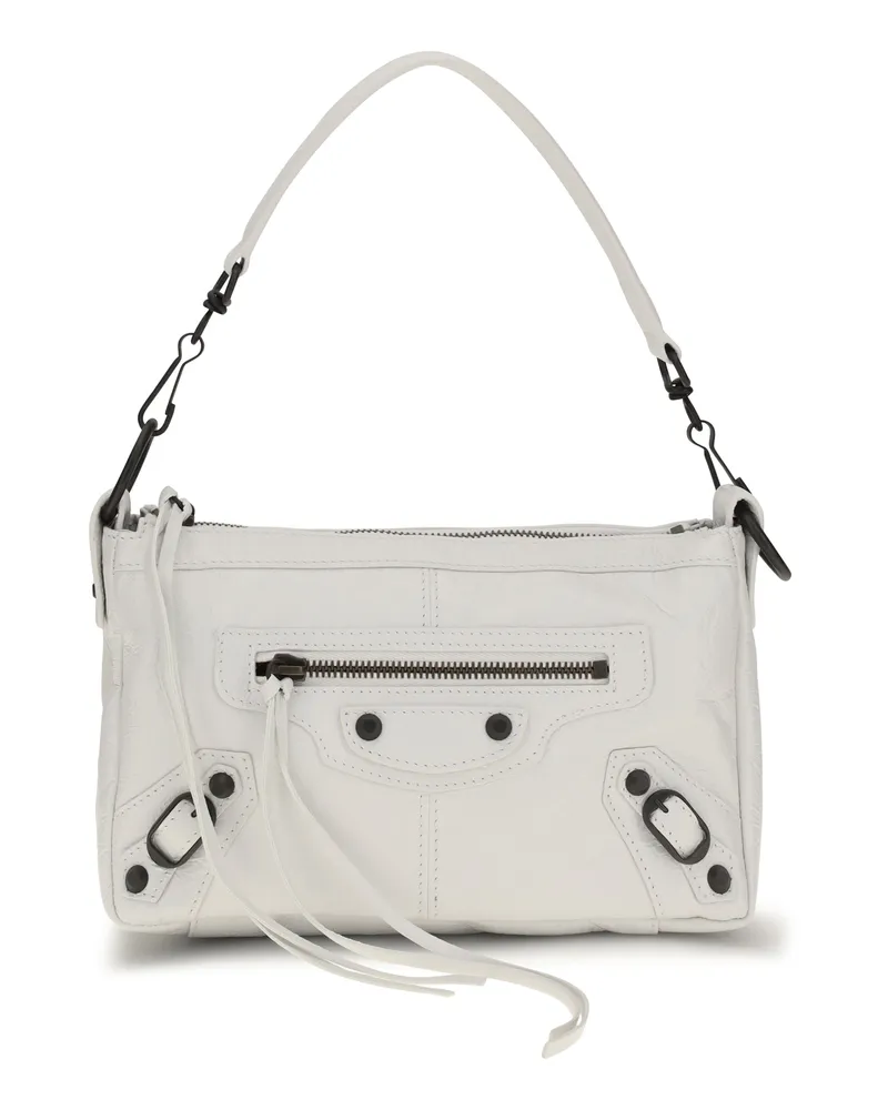 Balenciaga Women's Handbag Le City Moto Mini Optic White Lambskin Handbags Hand Bags White
