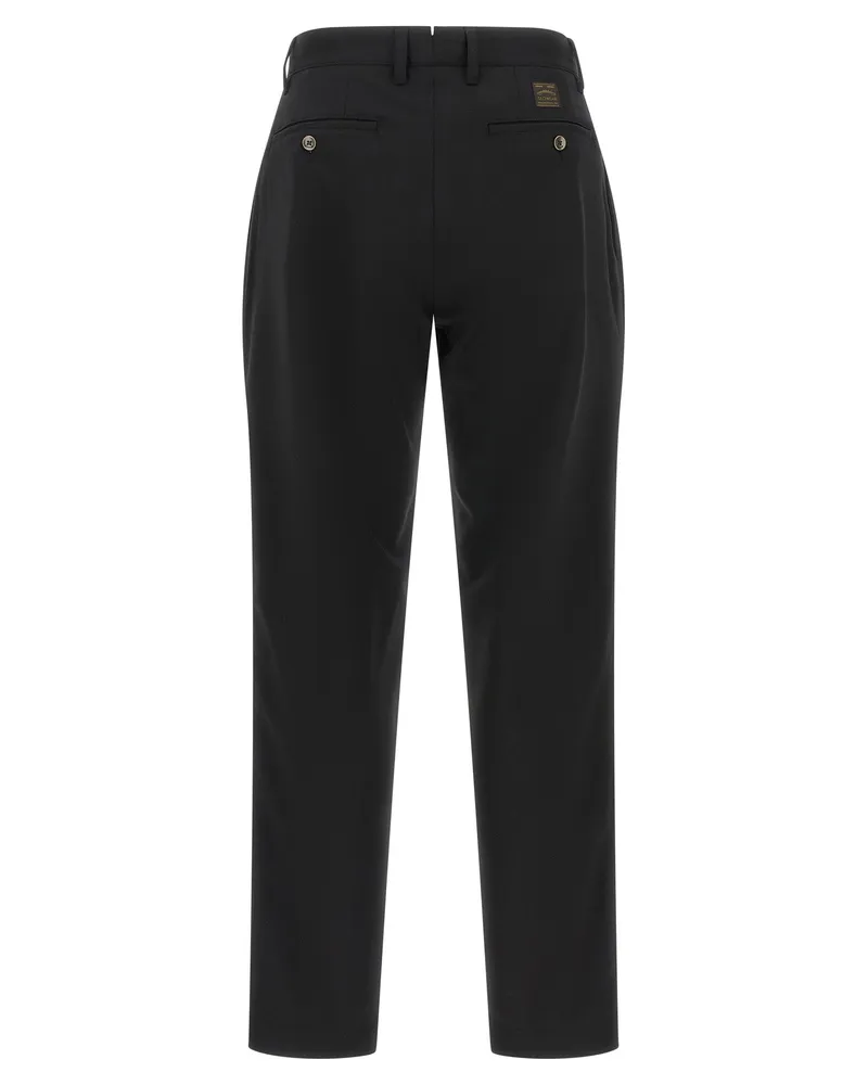 Incotex Pleated Wool Blend Trousers — Black Black