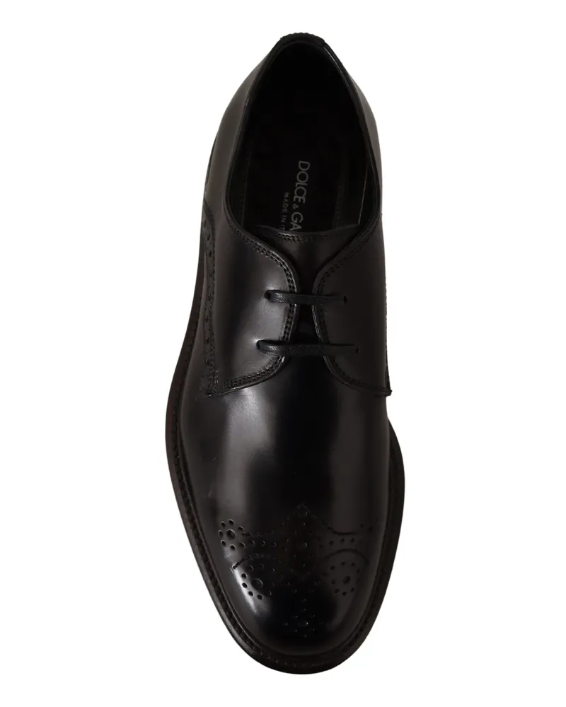 Dolce & Gabbana Men's Black Leather Dress Formal Derby Shoes Calfskin Black