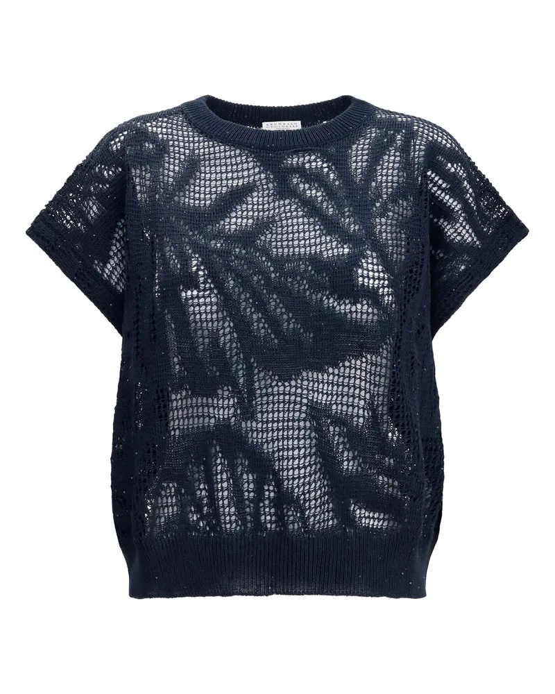 Brunello Cucinelli Women's T-Shirt Dazzling Water Lillies Linen Abyss T-Shirts & Jerseys Navy