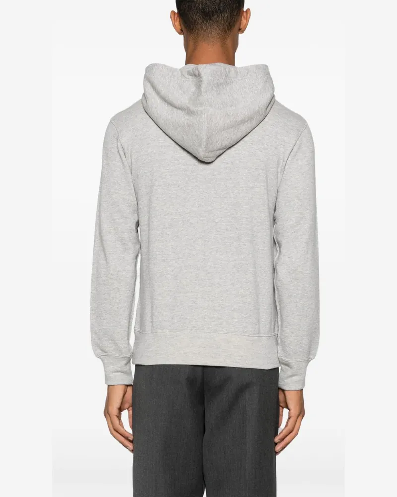 Comme des Garçons Red Heart-Embroidered Cotton Hoodie — Grey Grey