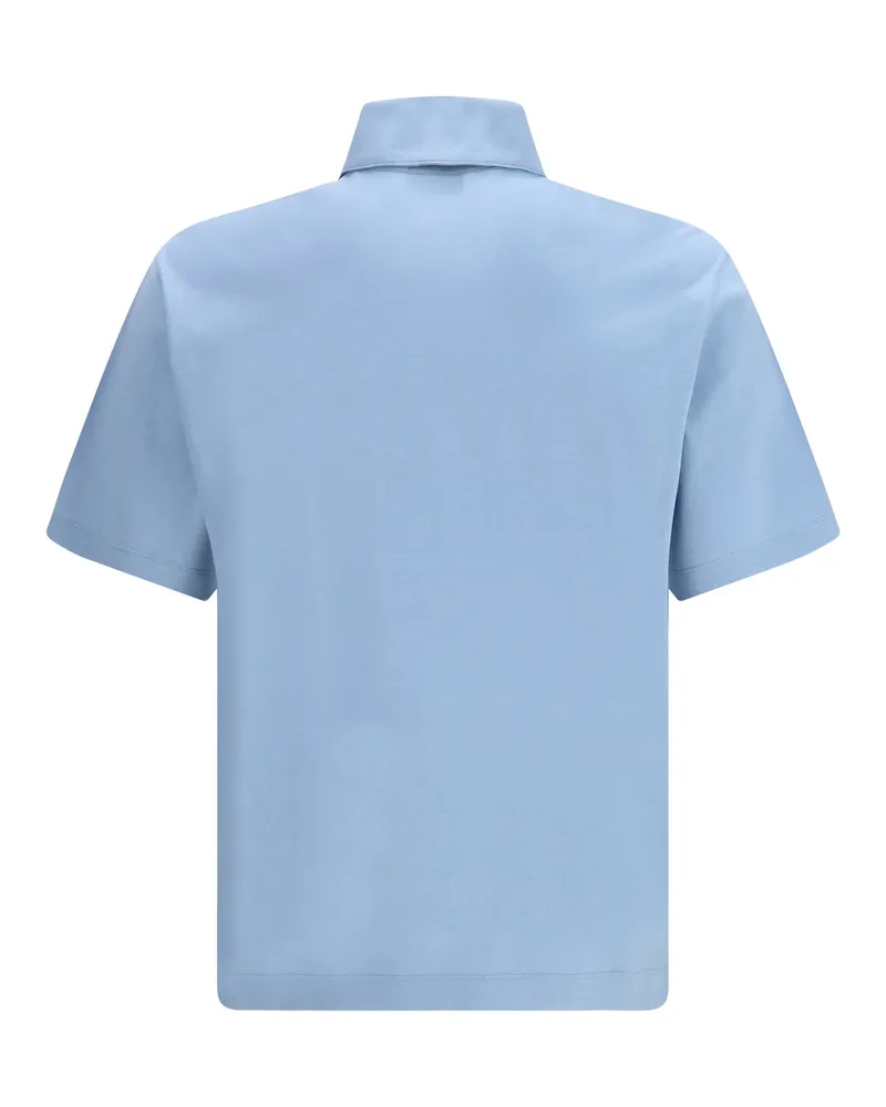 Ferragamo Men's Short-Sleeve Jersey Polo Washed Denim Cotton Shirts T-shirts And Polos Blue