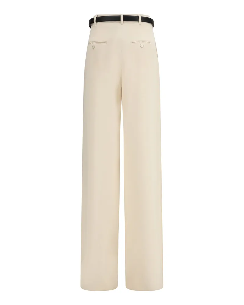Max Mara Women's Elegant Pants With Belt Beige Triacetate; Polyester Trousers Beige