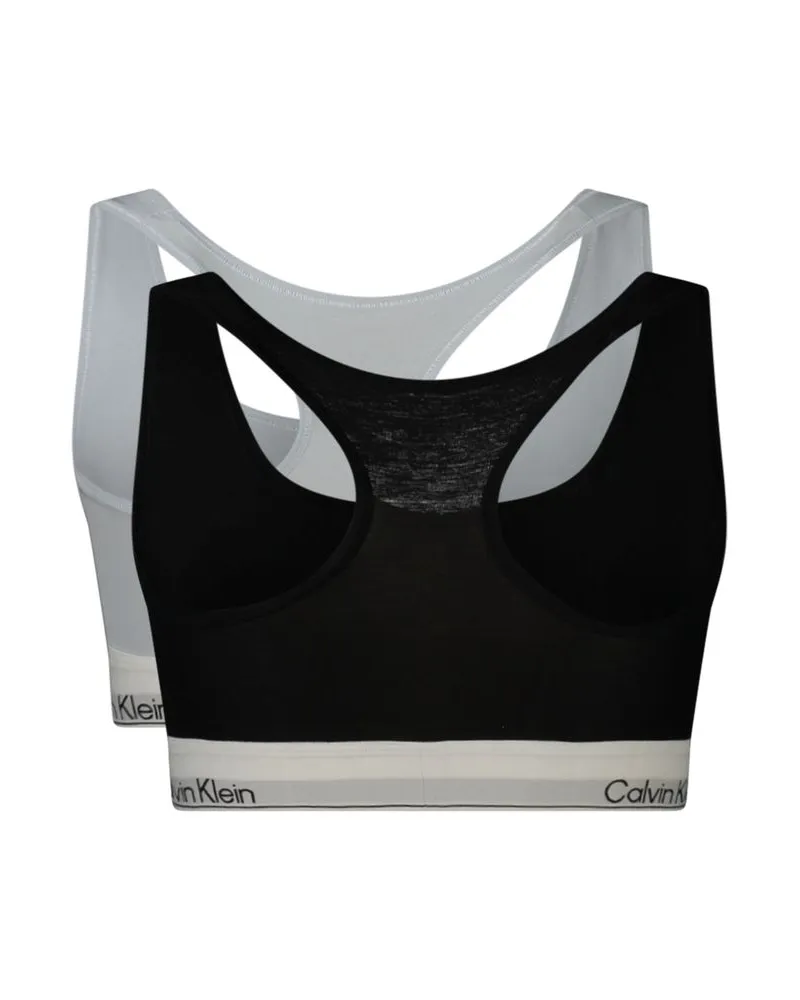 Calvin Klein Cotton-Blend Bralette — Black Black