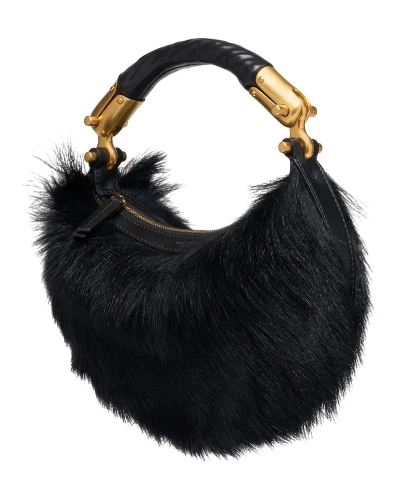 Balmain Women's Ebene Mini Bag -  Fur Black Handbags-Purses Black