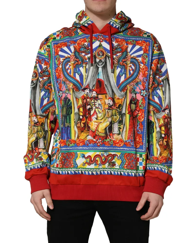 Dolce & Gabbana Multicolor Glamzilla Hooded Men Sweatshirt Sweater Cotton Clothing Multicolor