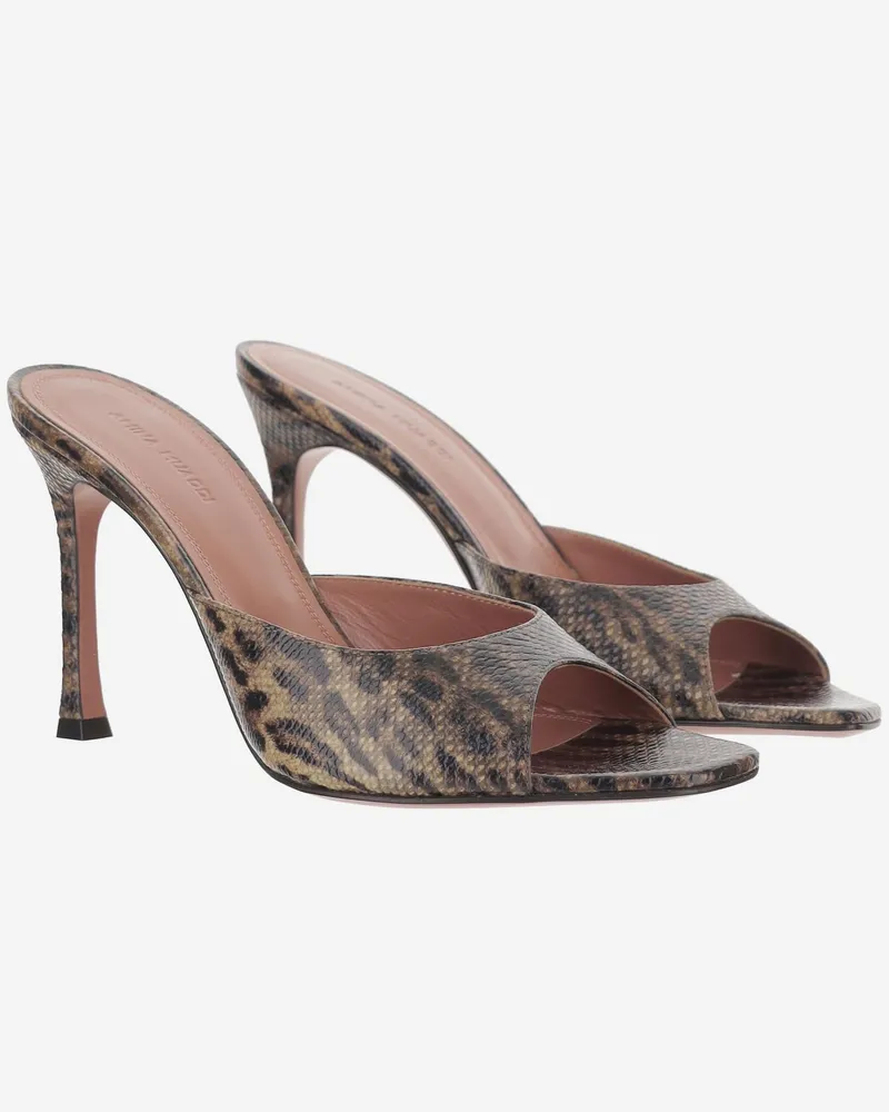 Amina Muaddi Women's Leather Mules Karung Skin Multicolor