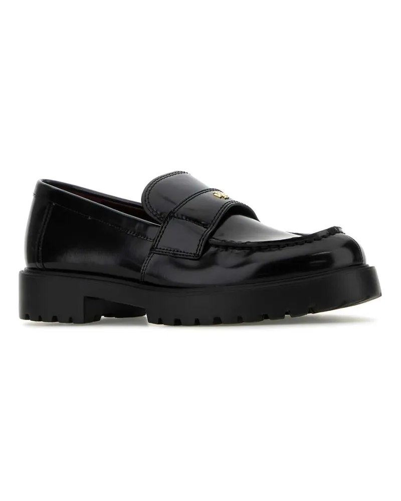 Tory Burch Women's Black Leather Loafers Perfectblack Slippers Flat Shoes Black
