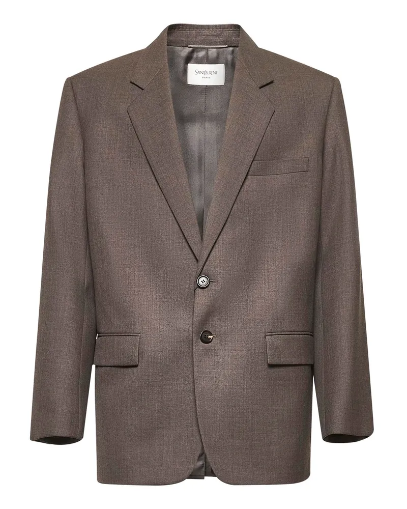 Saint Laurent Men's Blazer Yves Grey Wool Jacket Gray