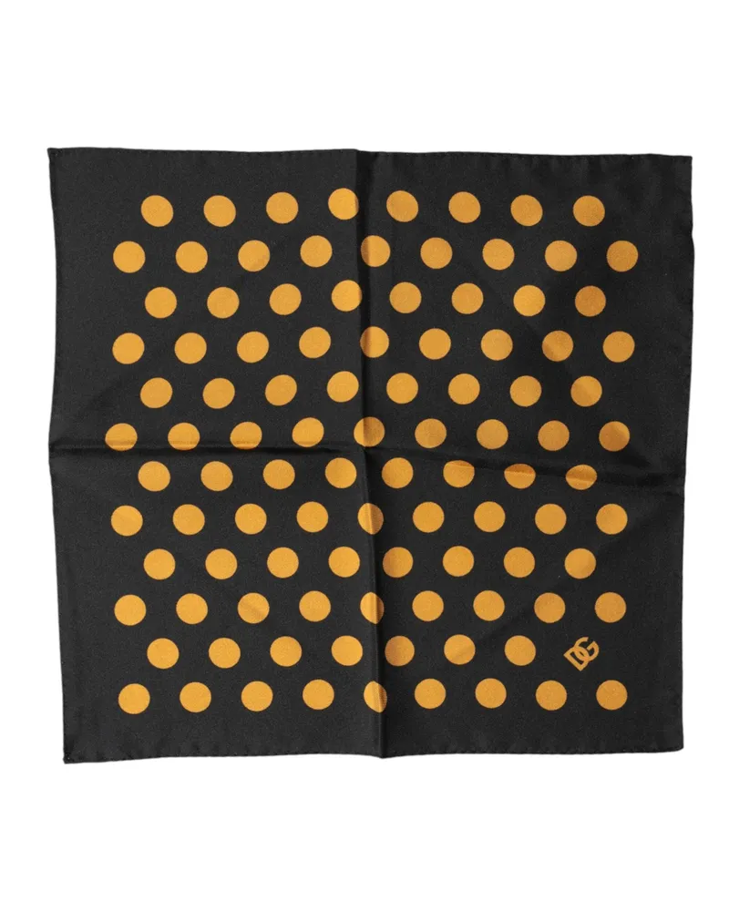 Dolce & Gabbana Men's Black Polka Dot Square Handkerchief Scarf Black