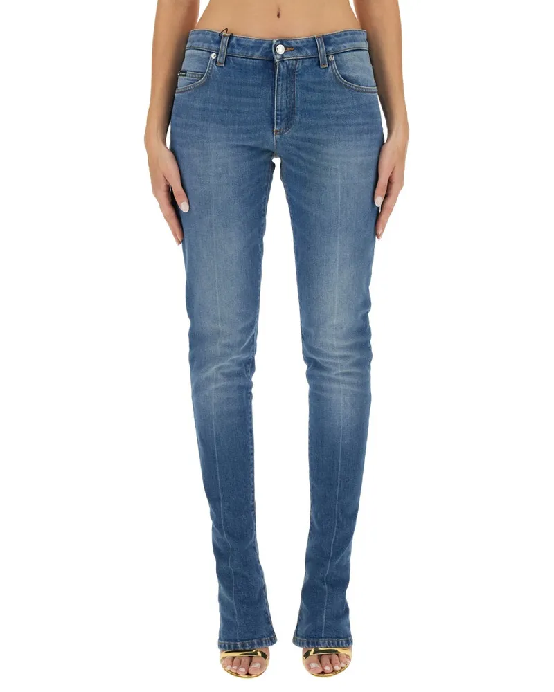 Dolce & Gabbana Skinny Fit Cotton Denim Jeans — Blue Blue