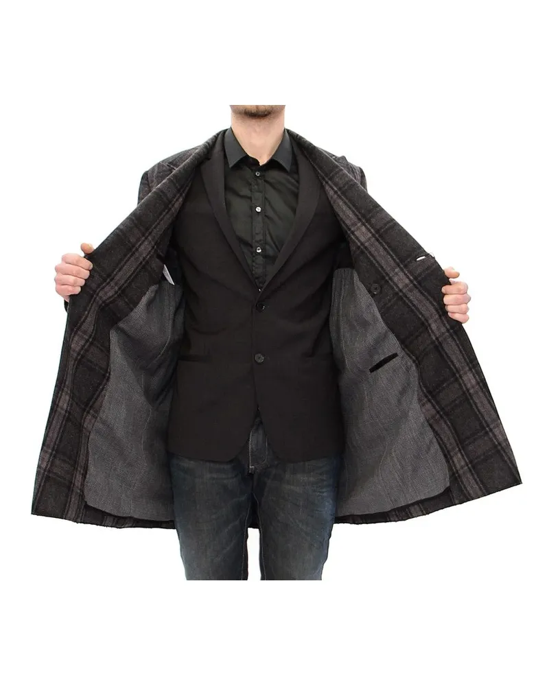 Dolce & Gabbana Men's Gray Double Breasted Coat Jacket Nylon Clothing Gray