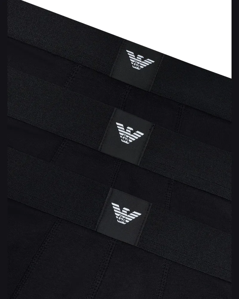 Emporio Armani Logo Waistband Boxer Briefs — Black Black