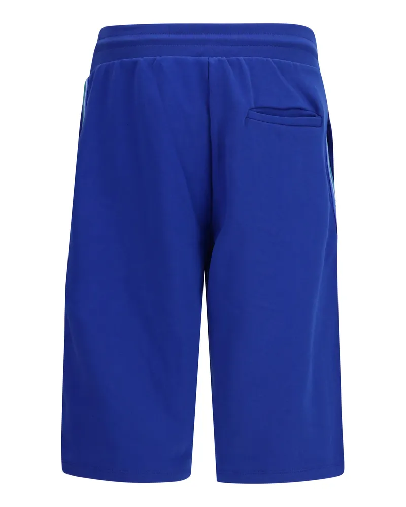 GCDS Men Shorts Side Stripe Royal Blue Blue-Blue Cotton Bermuda Blue/blue Blue